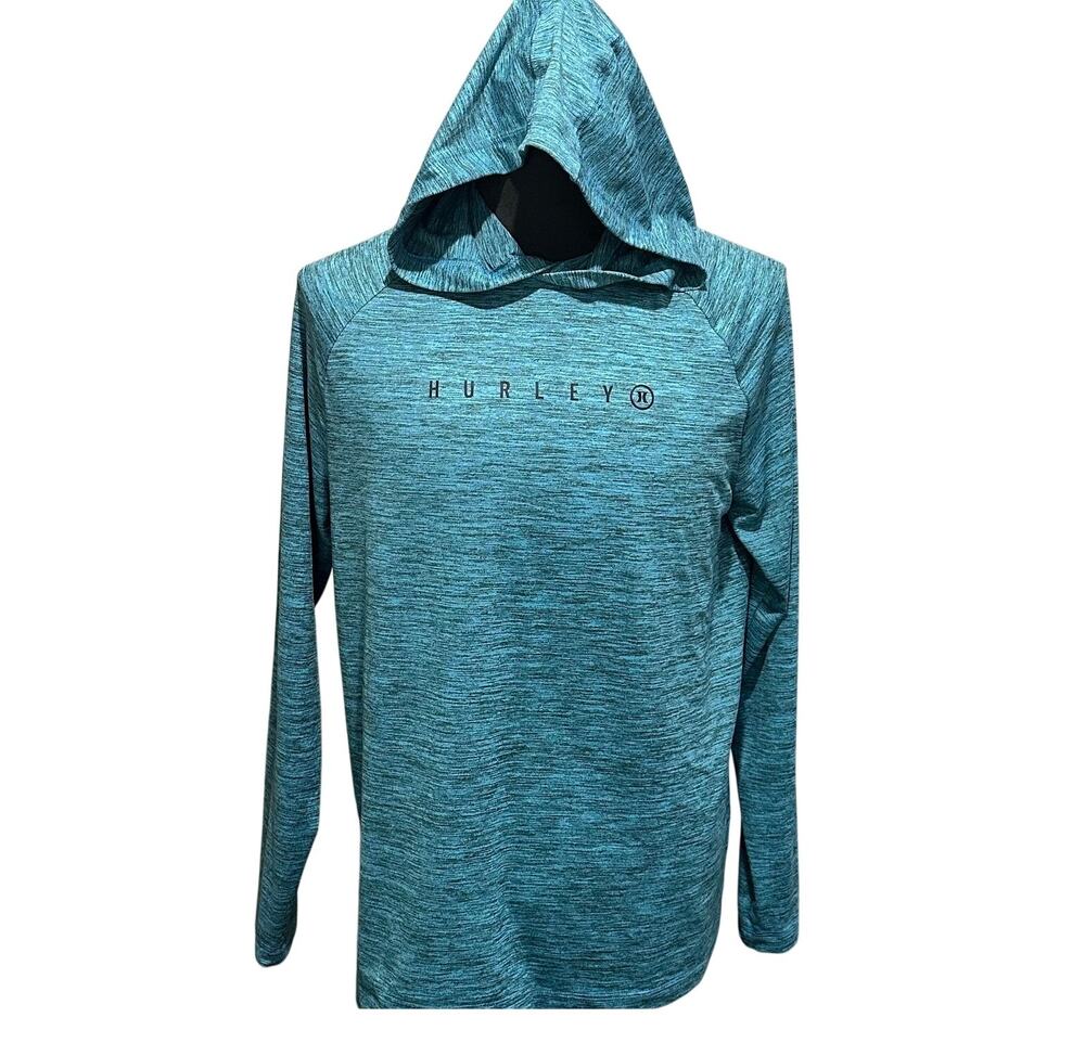 Hurley Mens Blue Space Dye Hooded Long Sleeve Performance Shirt Size M